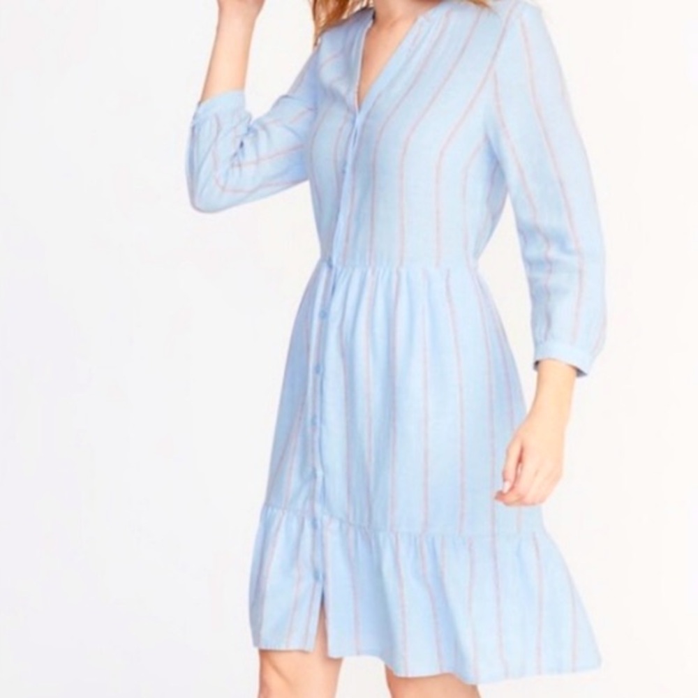 NWT Old Navy Size S Women’s 3/4 Sleeve Blue Dress Button Down Elastic Waist
